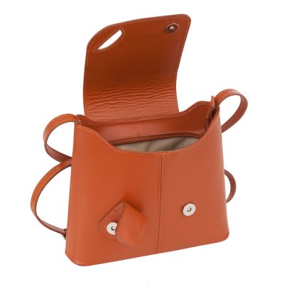 Vera Pelle - Włoska modna ruda / camel skórzana listonoszka SKÓRA NATURALNA