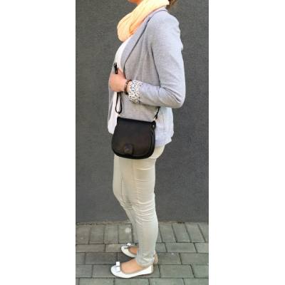 FIRENZE - Włoska czarna miękka skórzana listonoszka