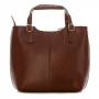Włoska brązowa A4 klasyczna skórzana torebka shopper bag