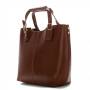 Włoska brązowa A4 klasyczna skórzana torebka shopper bag