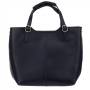 Włoska granatowa A4 klasyczna skórzana torebka shopper bag