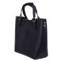 Włoska granatowa A4 klasyczna skórzana torebka shopper bag
