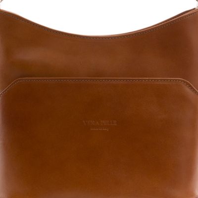 -20% VERA PELLE włoska klasyczna camel ruda skórzana torebka SKÓRA NATURALNA