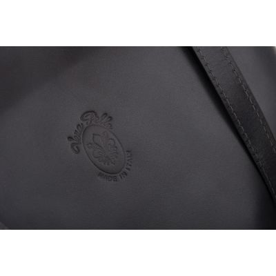 -20% Włoska szara / grafitowa klasyczna skórzana torebka SKÓRA