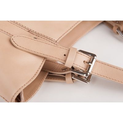 -25% Włoska beżowa / nude A4 skórzana XL torebka SKÓRA NATURALNA