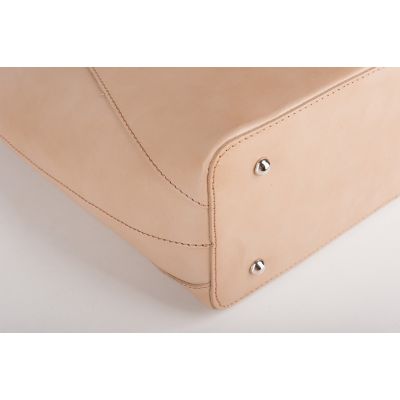 -25% Włoska beżowa / nude A4 skórzana XL torebka SKÓRA NATURALNA
