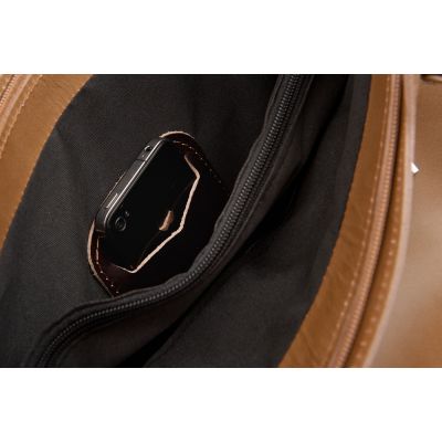 -22% VERA PELLE włoska klasyczna cappuccino / beżowa skórzana torebka