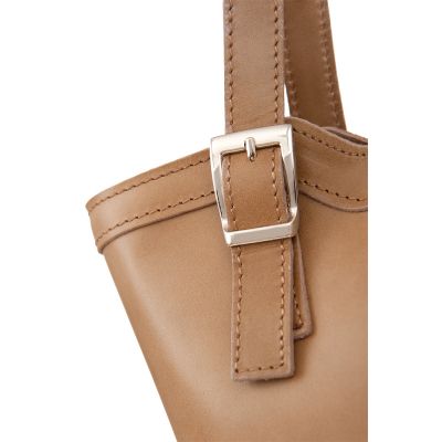 -22% VERA PELLE włoska klasyczna cappuccino / beżowa skórzana torebka