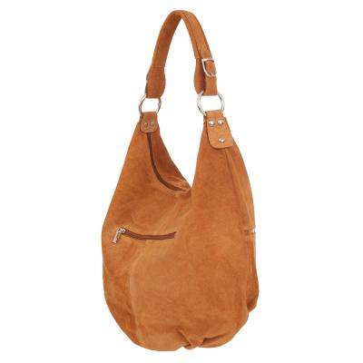 włoski worek camel ruda XL torebka zamszowa skórzana - zamsz naturalny