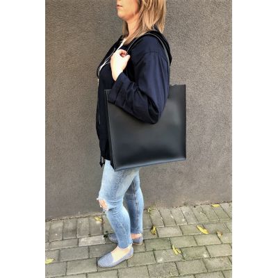 LIMITOWANA Włoska popielata szara A4 skórzana torebka XL MATOWA SKÓRA NATURALNA