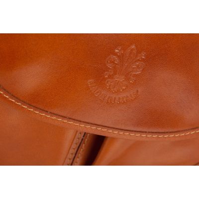 Vera Pelle camel / ruda duża włoska torebka listonoszka