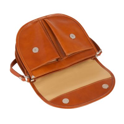 Vera Pelle camel / ruda duża włoska torebka listonoszka