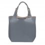 L'ARTIGIANO Włoska popielata / szara A4 klasyczna skórzana torebka shopper bag
