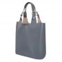 L'ARTIGIANO Włoska popielata / szara A4 klasyczna skórzana torebka shopper bag