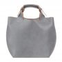 Włoska popielata / szara A4 klasyczna XL skórzana torebka shopper bag