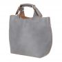 Włoska popielata / szara A4 klasyczna XL skórzana torebka shopper bag