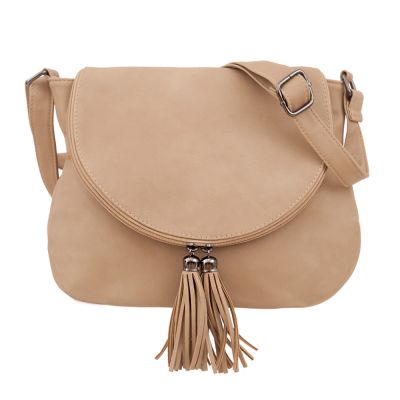 -25% SALE! BEŻOWA modna pojemna torebka klapa frędzle boho