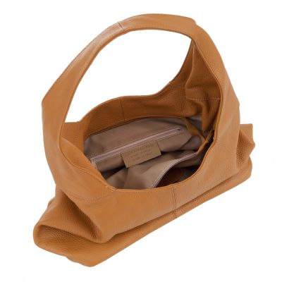 WŁOSKI WOREK CAMEL RUDY SHOPPER SKÓRA VERA PELLE