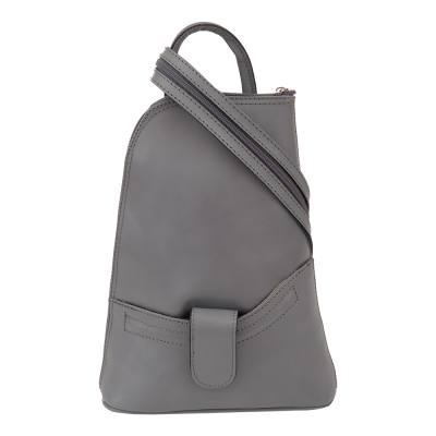 SALE -30% Włoski VERA PELLE szary popielaty skórzany plecak SKÓRA