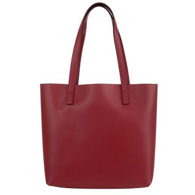 Włoska A4 czerwona klasyczna skórzana torebka shopper bag MATOWA SKÓRA