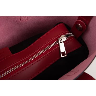 Włoska A4 czerwona klasyczna skórzana torebka shopper bag MATOWA SKÓRA