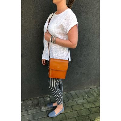 Włoska popielata / jasnoszara skórzana listonoszka torebka SKÓRA NATURALNA
