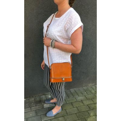 Vera Pelle - Włoska ruda camel skórzana listonoszka MADE IN ITALY