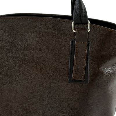 Polska ciemnobrązowa / czarna torebka shopper bag skóra naturalna - OSTATNI EGZEMPLARZ
