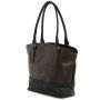 Polska ciemnobrązowa / czarna torebka shopper bag skóra naturalna - OSTATNI EGZEMPLARZ