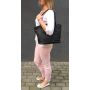 Polska ciemnobrązowa / czarna torebka shopper bag skóra naturalna - OSTATNI EGZEMPLARZ