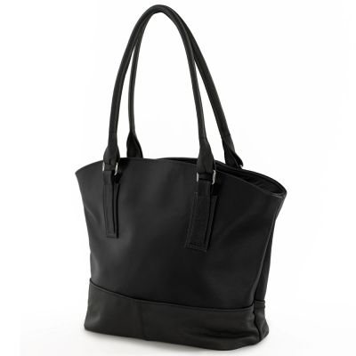 Polska czarna torebka shopper bag 100% skóra naturalna - OSTATNI EGZEMPLARZ