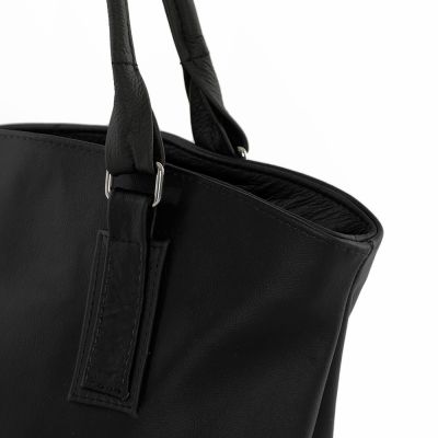 Polska czarna torebka shopper bag 100% skóra naturalna - OSTATNI EGZEMPLARZ