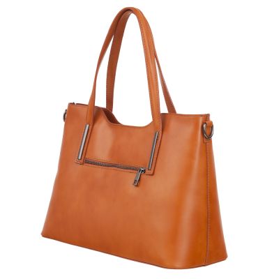 Vera Pelle - Włoska ruda camel klasyczna duża elegancka torebka