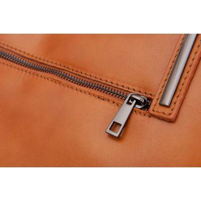 Vera Pelle - Włoska ruda camel klasyczna duża elegancka torebka