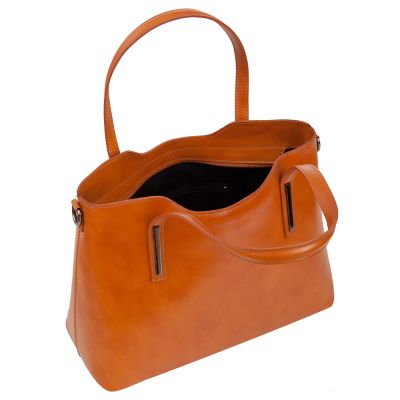 Vera Pelle - Włoska ruda camel klasyczna duża elegancka torebka