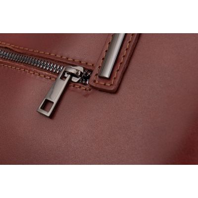 Vera Pelle - Włoska brązowa klasyczna duża elegancka torebka