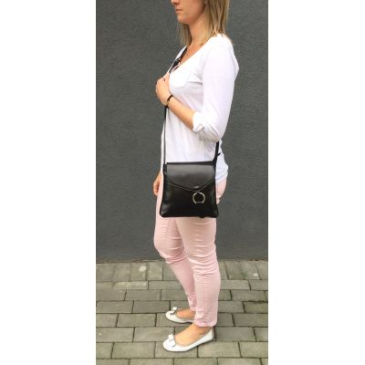 Włoska ruda / camel modna skórzana listonoszka