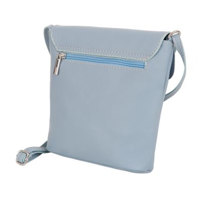 Włoska BABY BLUE / NIEBIESKA BŁĘKITNA SKÓRZANA listonoszka MIĘKKA SKÓRA CIELĘCA
