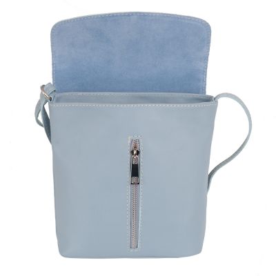Włoska BABY BLUE / NIEBIESKA BŁĘKITNA SKÓRZANA pojemna torebka MIĘKKA SKÓRA CIELĘCA