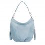 włoska błękitna niebieska / baby blue skórzana torebka worek SKÓRA zamszowa