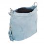 włoska błękitna niebieska / baby blue skórzana torebka worek SKÓRA zamszowa
