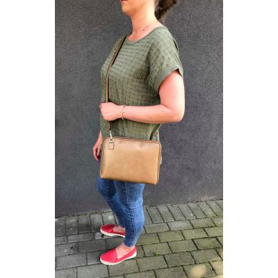 Włoska modna czerwona skórzana torebka + pasek parciano skórzany