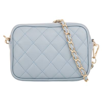 Włoska niebieska błękitna / baby blue pikowana skórzana listonoszka chanelka