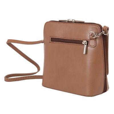 Vera Pelle - Włoska cappuccino taupe zgrabna skórzana listonoszka MADE IN ITALY