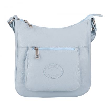 Włoska NIEBIESKA BŁĘKITNA / BABY BLUE pojemna torebka listonoszka SKÓRA NATURALNA