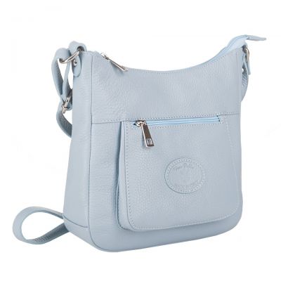 Włoska NIEBIESKA BŁĘKITNA / BABY BLUE pojemna torebka listonoszka SKÓRA NATURALNA