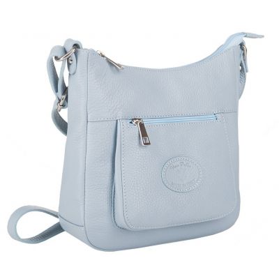 Włoska NIEBIESKA BŁĘKITNA / BABY BLUE pojemna torebka listonoszka SKÓRA NATURALNA