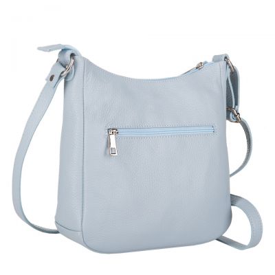 Włoska NIEBIESKA BŁĘKITNA / BABY BLUE pojemna torebka listonoszka SKÓRA NATURALNA
