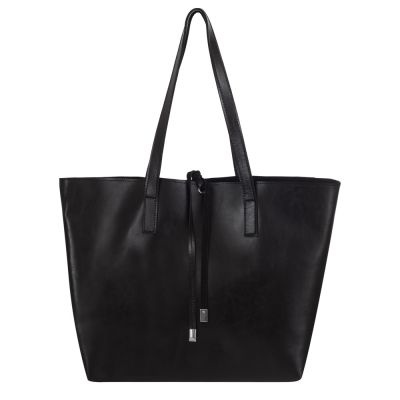 -30% HIT - czarna polska klasyczna A4 skórzana torebka shopper bag