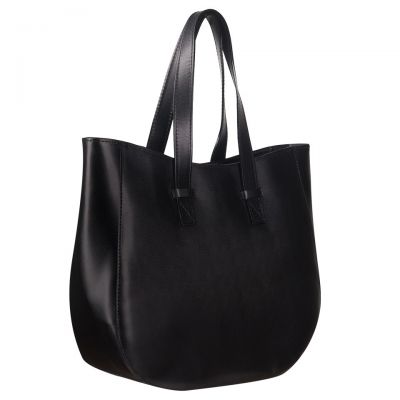 Vera Pelle - włoska czarna A4 pojemna skórzana torebka SKÓRA NATURALNA shopper bag